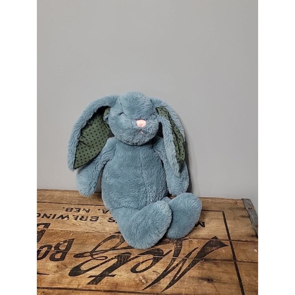 Manhattan Toy Co. Bunny Rabbit Blue Pattern Pals Polka Dot Ears Plush 14"